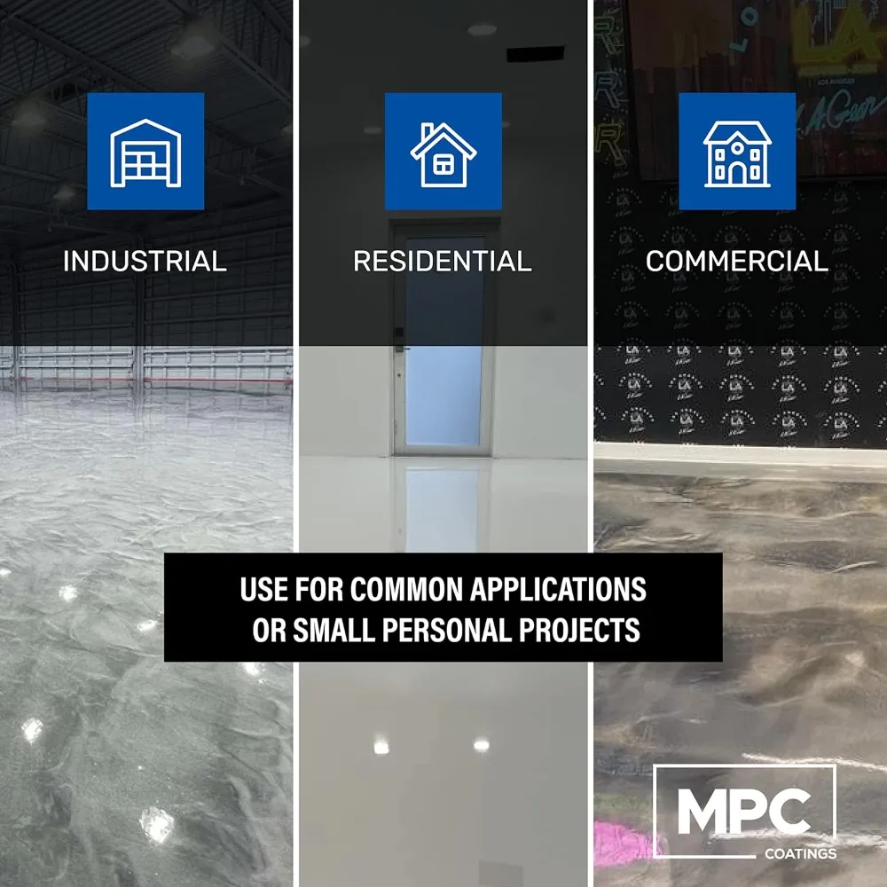 طلاء راتنجات الايبوكسي الأبيض للأرضيات، 100 صلب بنسبة 100%، مجموعة 3 جالون ذاتية التسوية