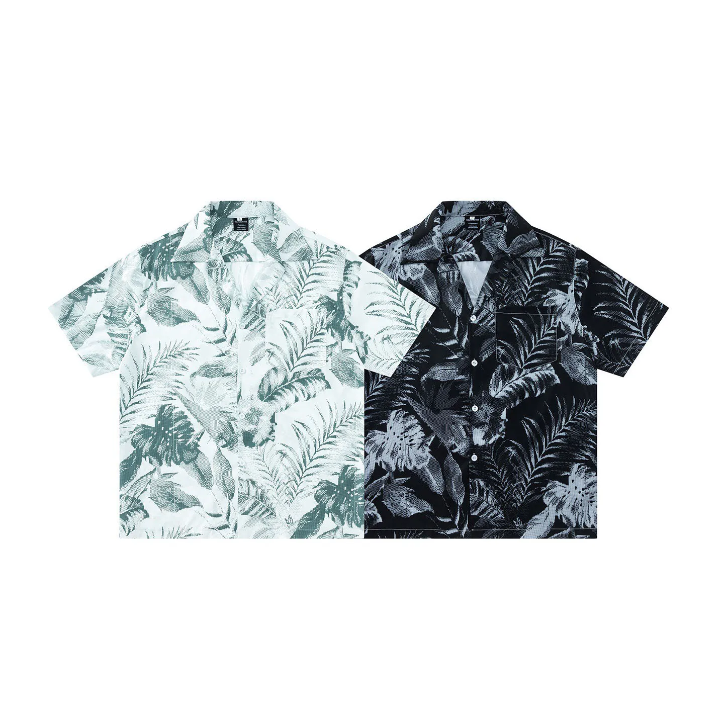 Summer Men's V-neck Printed Shirt American Casual Fashion Loose Vacation Style Male Single-Breasted Short Sleeved Shirts