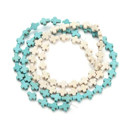 1 Strip Cross Shape Turquoise Necklace Natural Stone Loose Spacer Beads For DIY Bracelet Necklace Jewelry Making Accessory