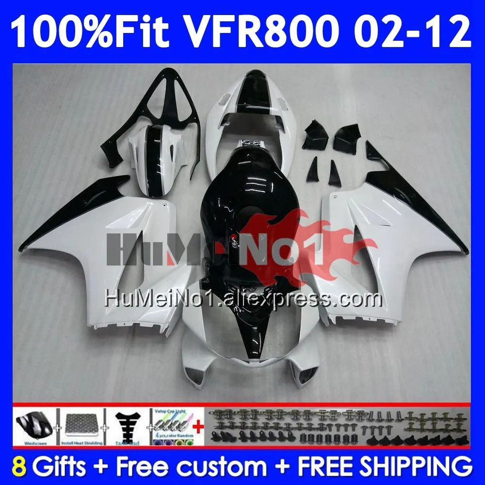 Interceptor For HONDA VFR800 VFR 800RR White black 800 RR 2002 2003 04 2005 2006 2007 46No.16 VFR800RR 08 09 10 11 12 Fairings