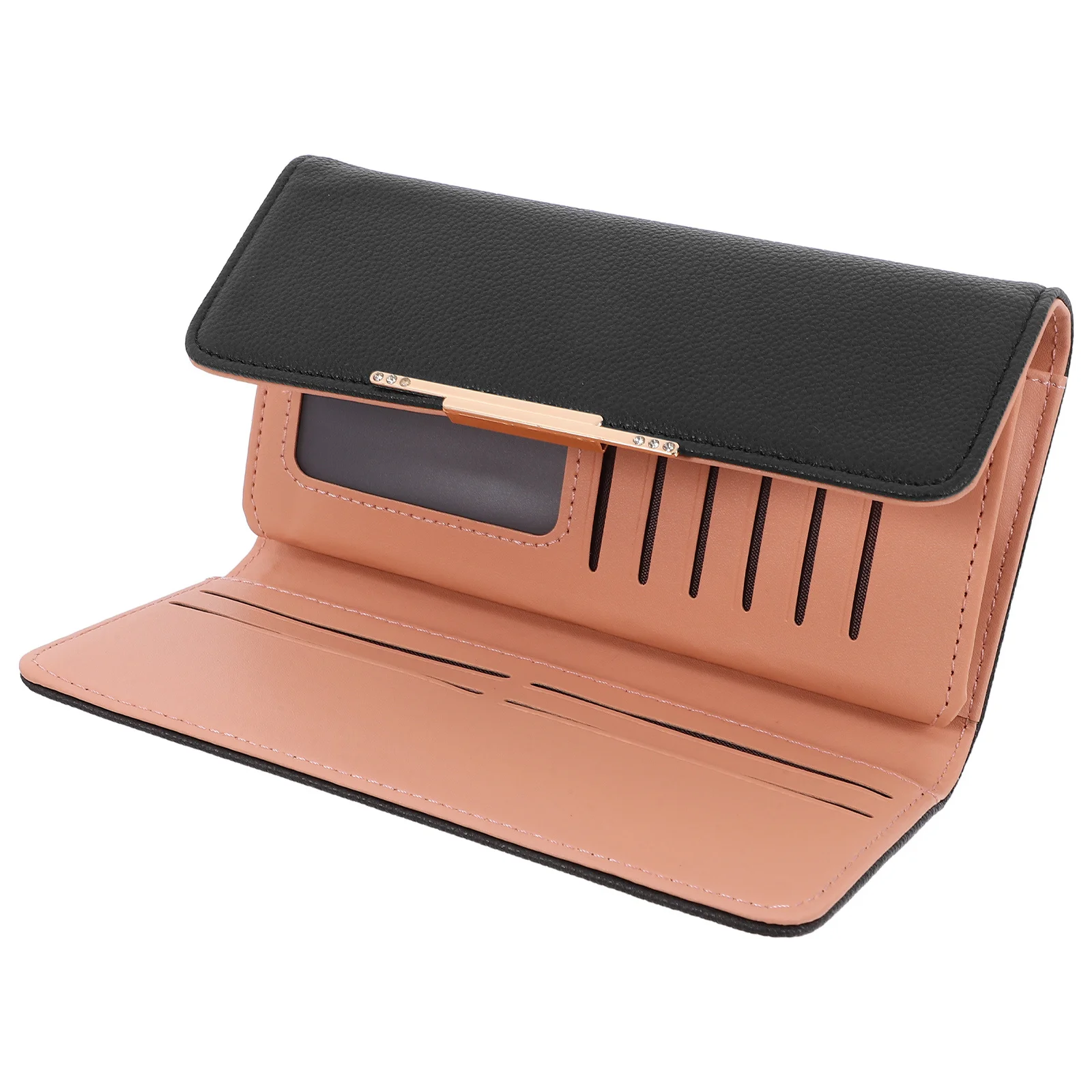 محفظة نسائية طويلة من البولي يوريثان، محفظة ثلاثية الطي للنساء، حقيبة نقود محمولة خفيفة الوزن مع سحاب للسفر يوميًا