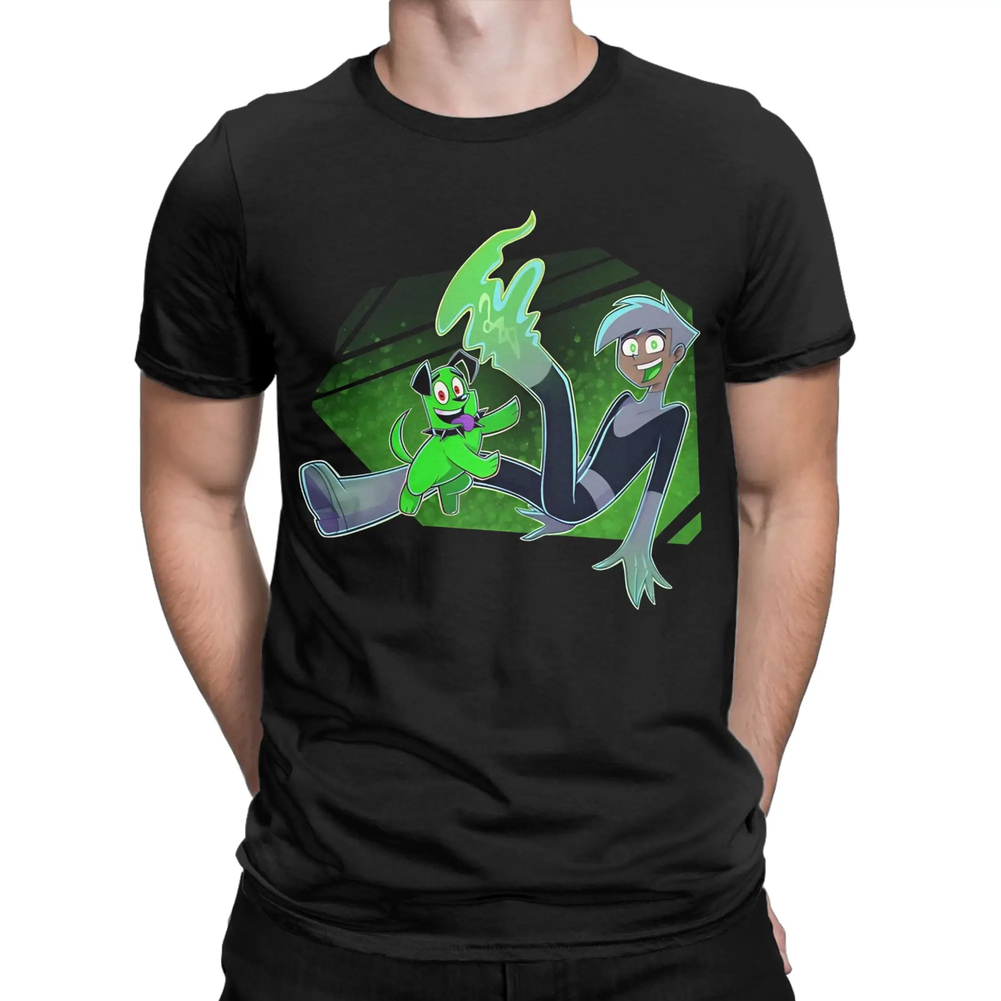 A boy and his dog Classic Danny Phantom Graphic 100% Cotton T-Shirt Tees Tops For Men