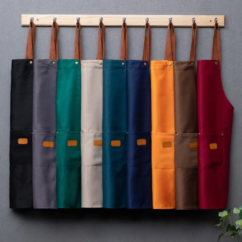 Oil-proof Waterproof Apron with Pockets Kitchen Cooking Baking Chef Aprons Gardening Coffee Shop Restaurant Working Clothes