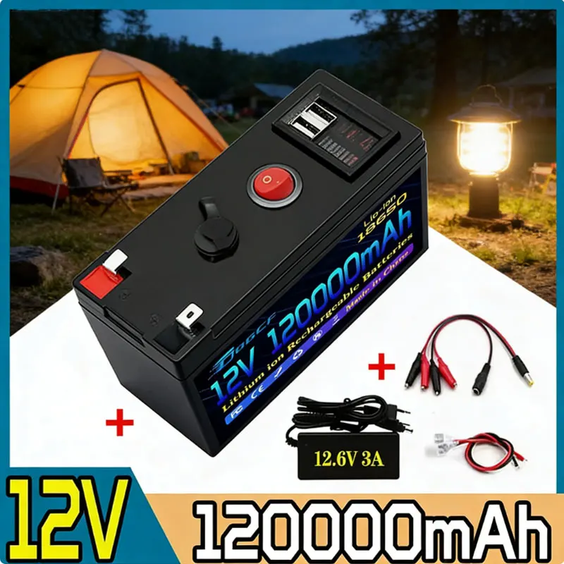 

18650 Solar Lithium Battery 120Ah 12.6V with Built-in 30A BMS High Current Electric Vehicle Battery And 12V Charger