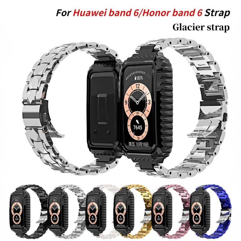 

Glacier Transparent Strap For Huawei Band 6/Honor Band 6 Smart Bracelet All-in-one Protection Cover For Huawei Band 6 Pro Belt