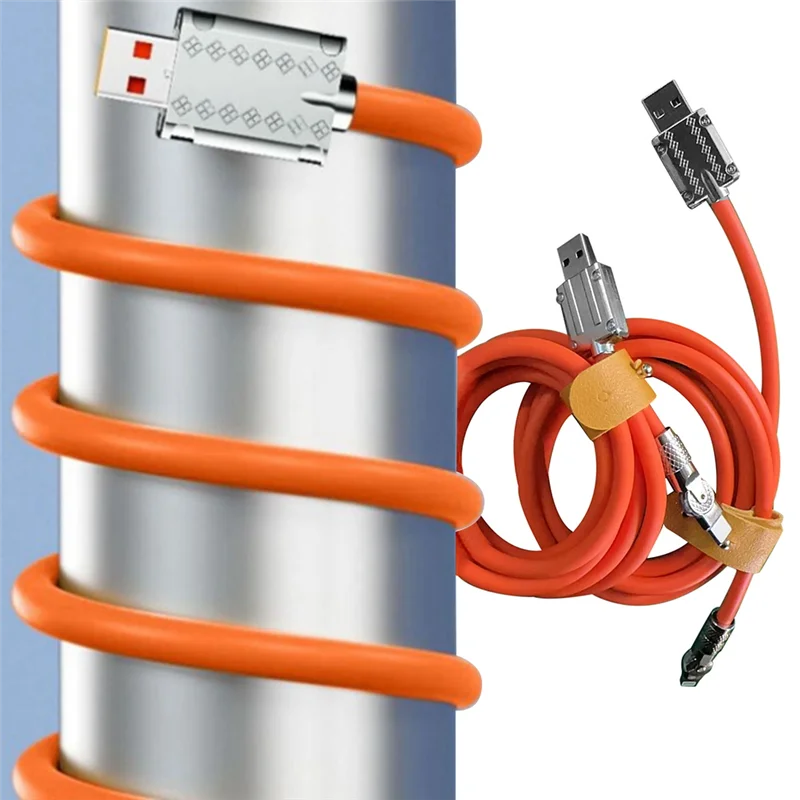 120W 6A Super Fast Charge Type-C Liquid Quick USB Cable ,Orange 1.5M_N34R