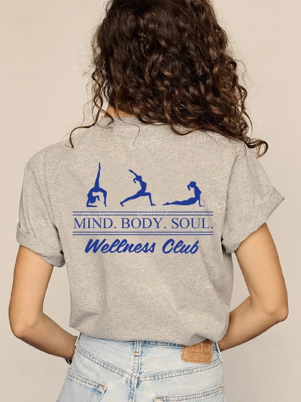 

American Sle Retro Fitn Gymnastics Yoga Posture Str Relief Letter T-irt Anti-Aging for Students Cotton ort Sve...