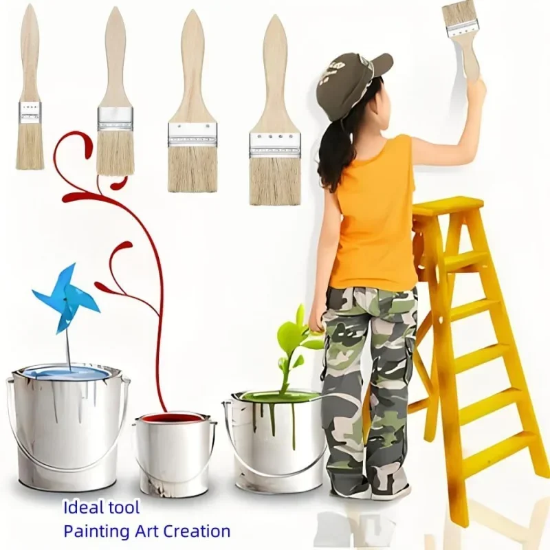 Thick-Wooden handles pig mane brushes, suitable for art, handicrafts, plastering, painting, glue application, cleaning brush