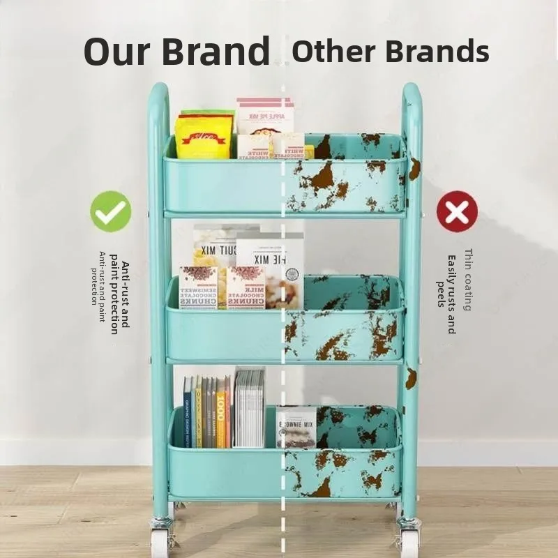 Multi-Layer Storage Rack Stand Kitchen Bathroom Fruit Vegetable Basket Shelf Bedroom Toilet Organizer Snack Landing Small Cart