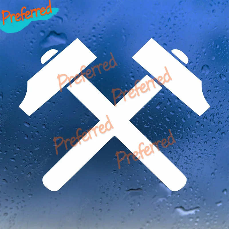 2x Crossed Sledgehammers Vinyl Decal Sledge Tool Mallet Die Cut Sticker Customizable in Any Sticker Size - No Background