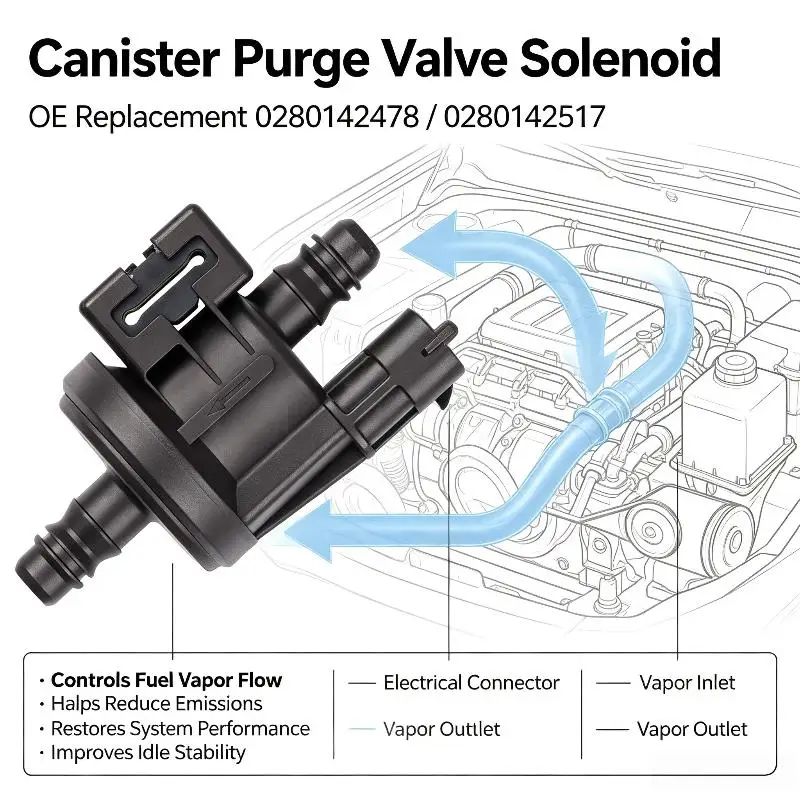 1Pcs DIY Accessories NEW Fuel Vapor Canister Purge Solenoid Valve 0280142517 For Fiesta Focus C1B1-9G866-AA