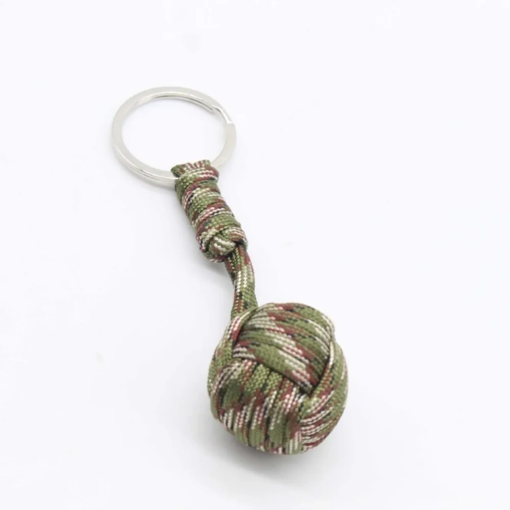 1pcs Outdoor Mini Safety Protection Monkey Fist Steel Ball Carrying Self Defense Lane Survival Keychain Broken Window