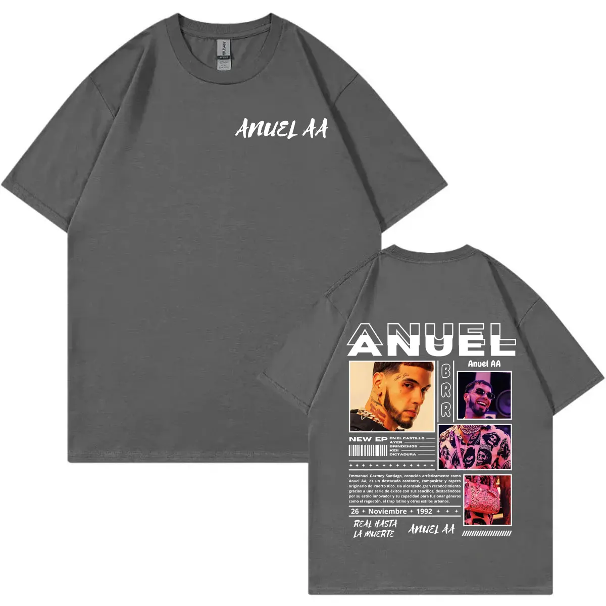 Rapper Anuel AA Graphic T Shirts Fashion Hip Hop Y2k Streetwear Short Sleeve T-shirt Men's Women's Casual Loose Cotton T-shirts