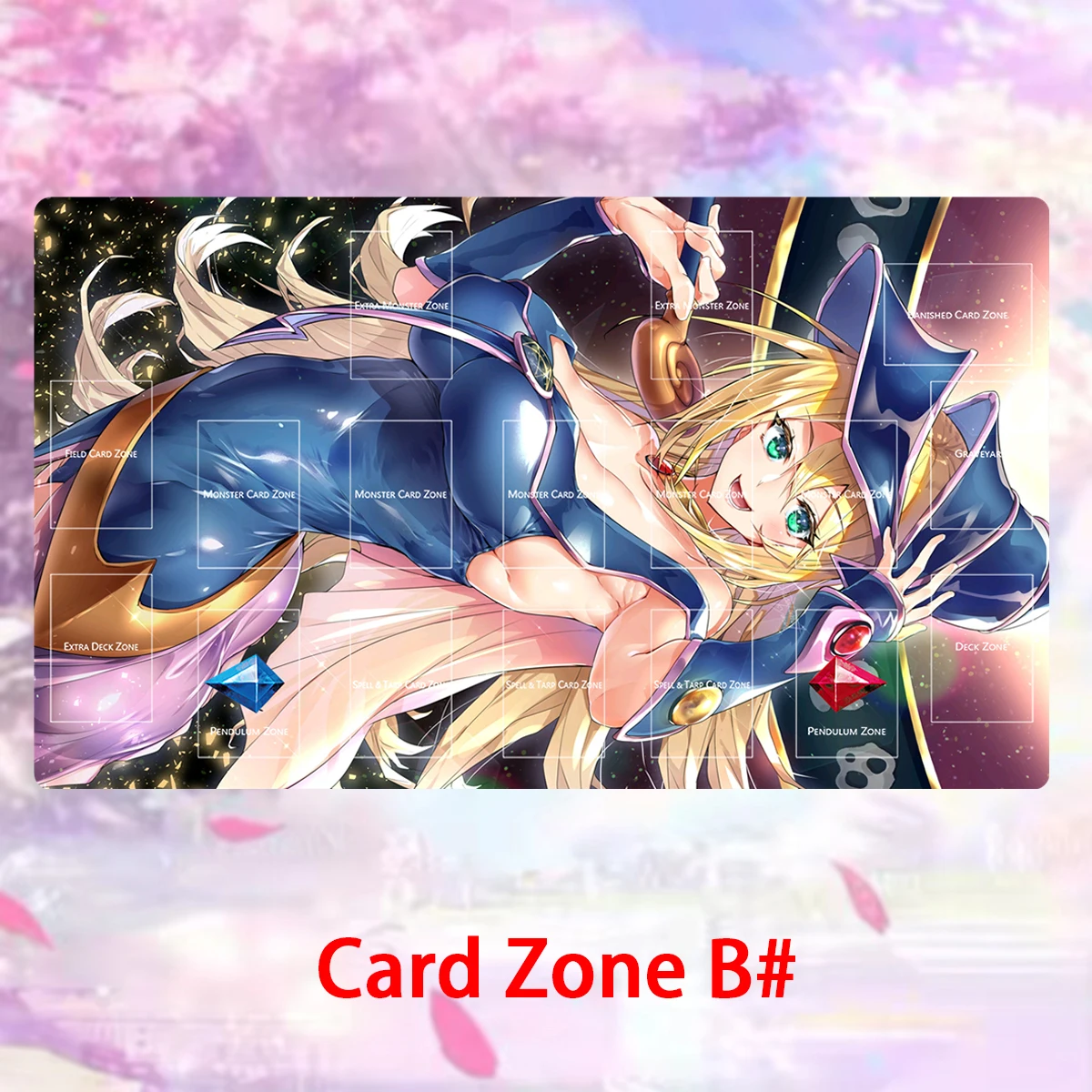 YuGiOh Dark Magician Girl Play Mat TCG OCG CCG Card Game Board Game Mat Anime Mouse Pad Custom Rubber Desk Mat with Zones & Bag