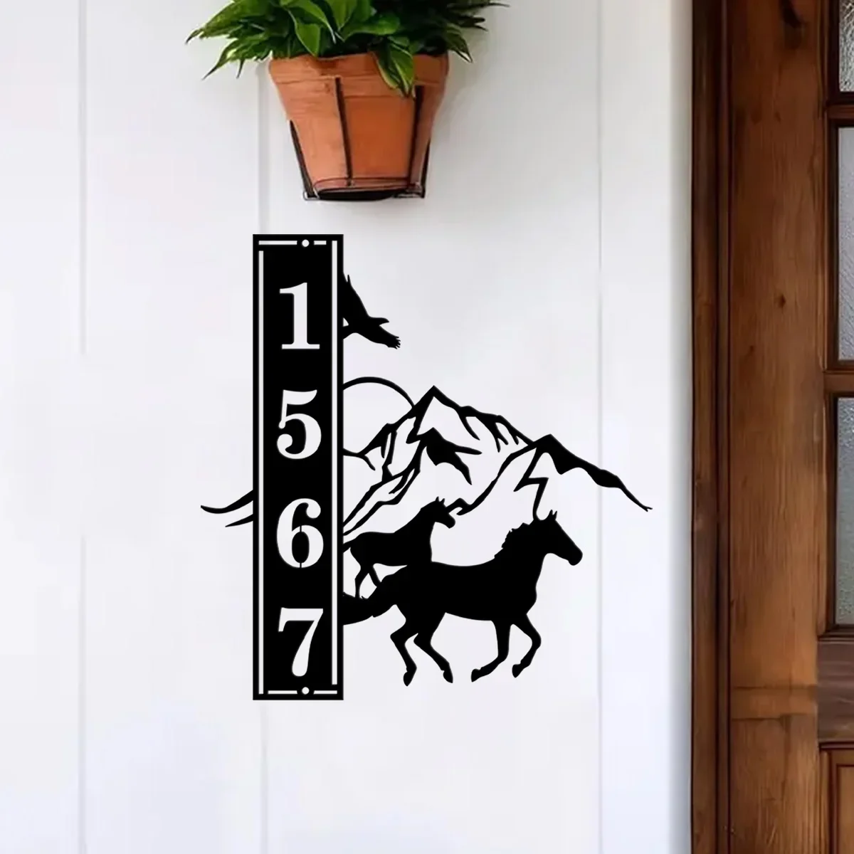 Custom Personalized Metal Horse Running Wild Farm Ranch Address Welcome Sign For Country Cowboy Home Decor Equine Farmhouse