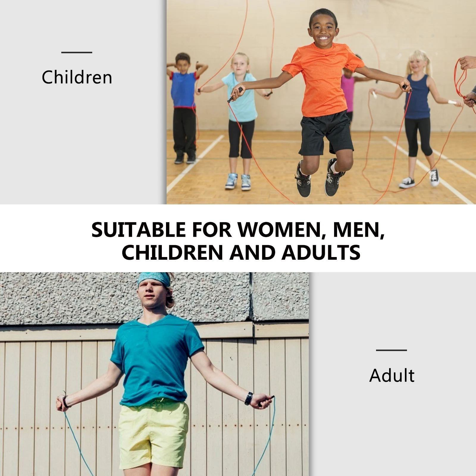 

2Pcs 2.5m Kids Jump Rope with Wooden Handles Premium Rubber Exercise Rope Safe PVC-Free Jumping Equipment for Child Sports