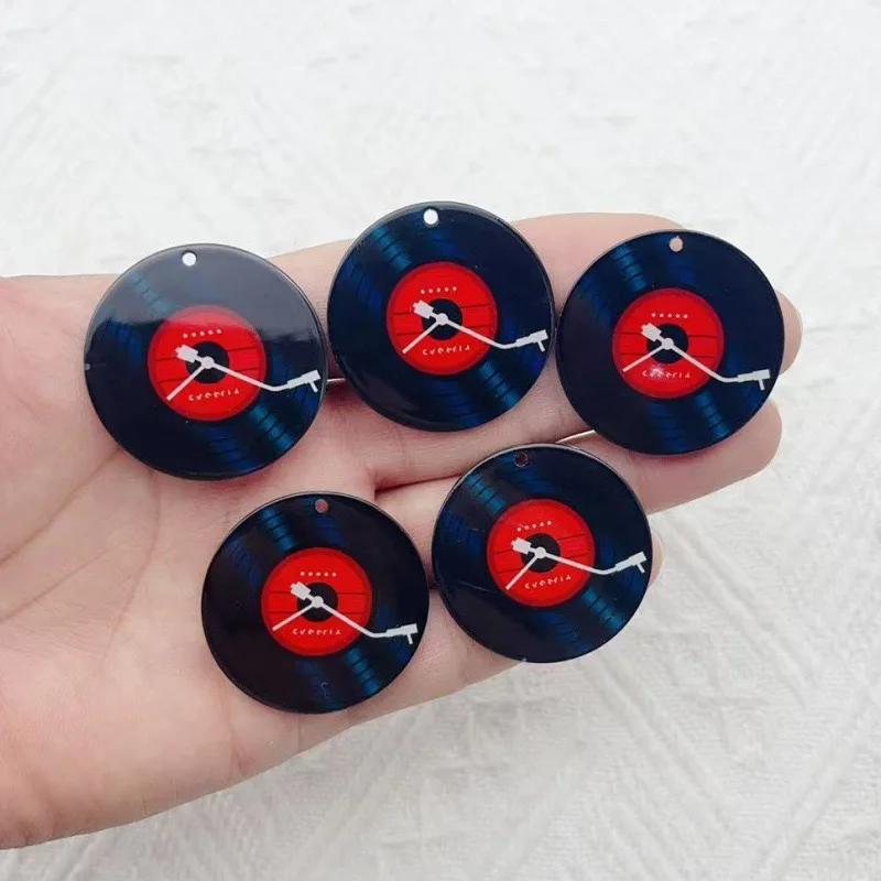 10pcs acrylic black film record pendant DIY jewelry pendant accessory material