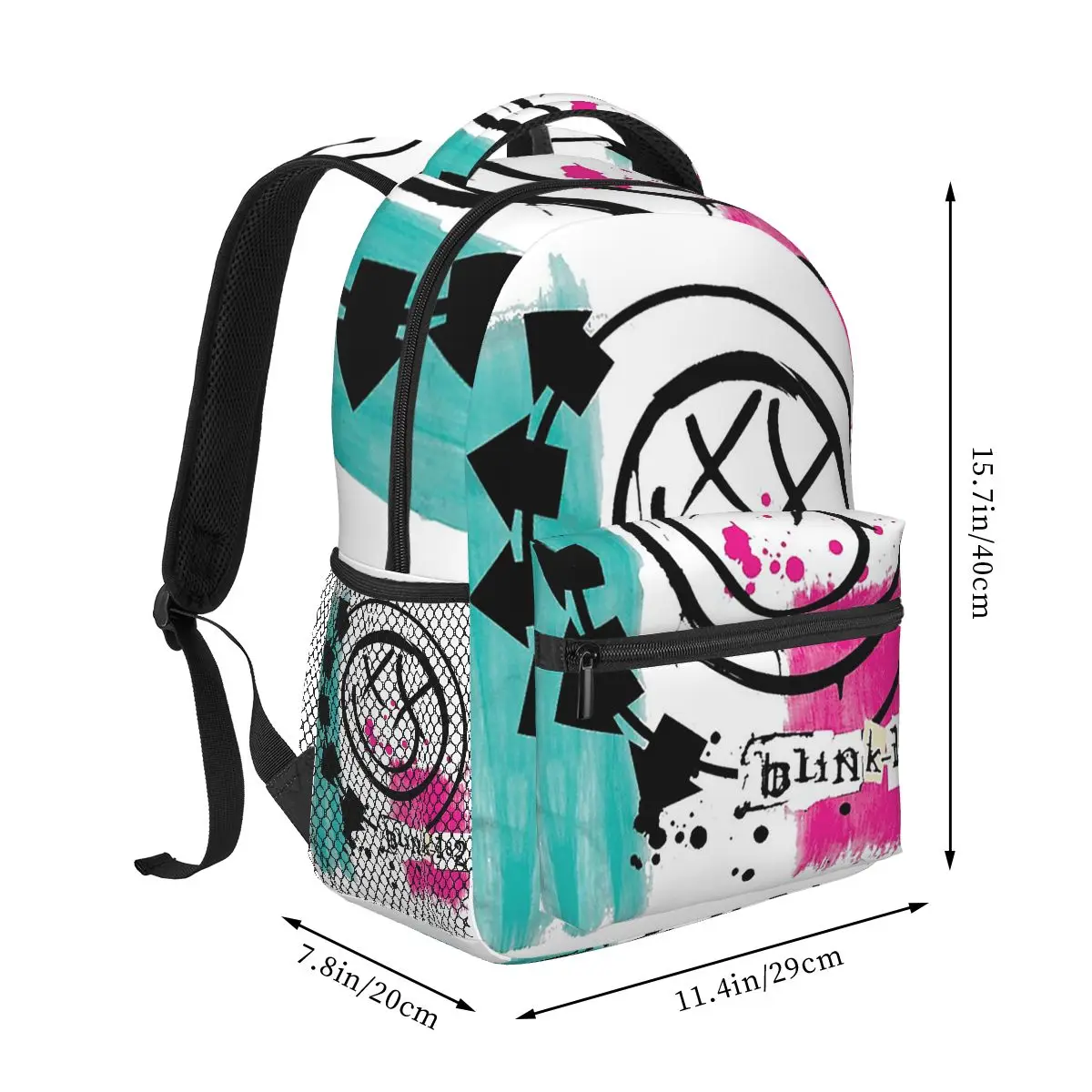 Blink 182 Punk Smile Backpack Hot Sale Daypack Large Capacity Boys Girls BookBag School Bag Shoulder Bags for Men Women