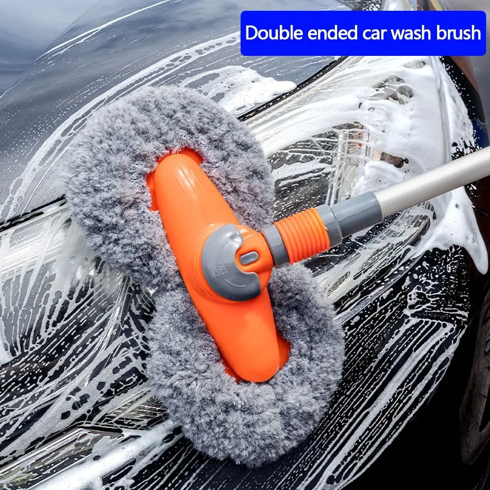 Telescopic Long Handle Car Cleaning Brush Portable Multi-function Washing Mop Double Brush Head Convenient Car Wash Tool