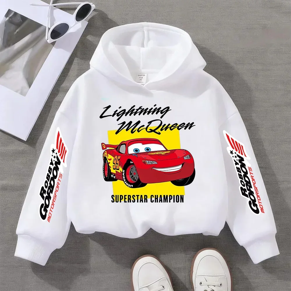 Lightning Mcqueen Spring Autumn Cartoon Children Hoodie Long Sleeve Pixar Car Print Kid Boy Clothes Fashion Pullover Sweatshirts