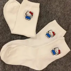 Sanrio-calcetines de media pantorrilla para niña, accesorios de Hello Kittys, bonitos dibujos animados de Anime Kawaii Jk Lolita, juguetes versátiles para regalo