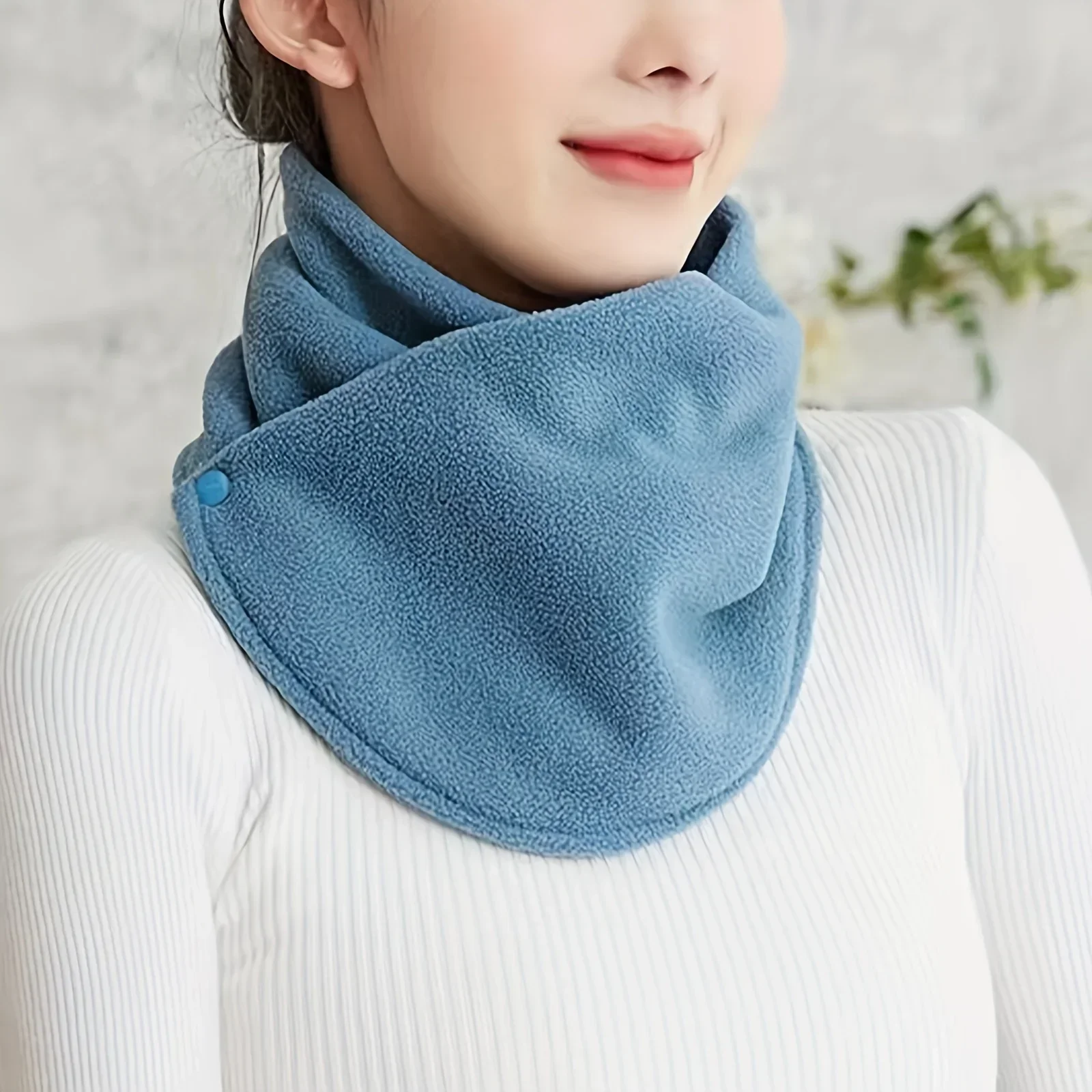 Classic Solid Color Snap Neck Leggings Simple Thick Velvet Warm Neck Cover Autumn and Winter Cold Riding Windproof Neck Scarf - view 3