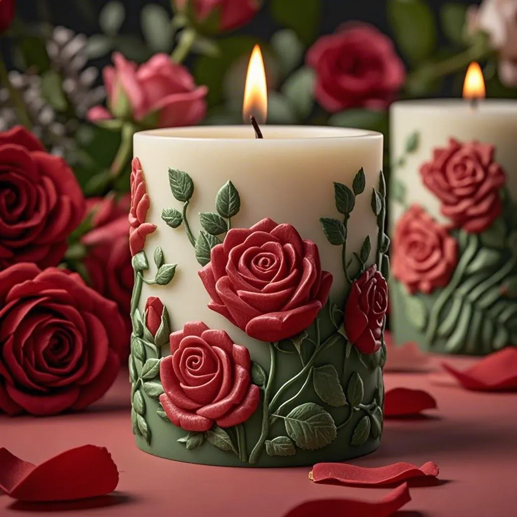 Moldes de silicona con diseño floral vibrante para entusiastas creativos, exquisita artesanía, adecuados para velas, yeso de resina