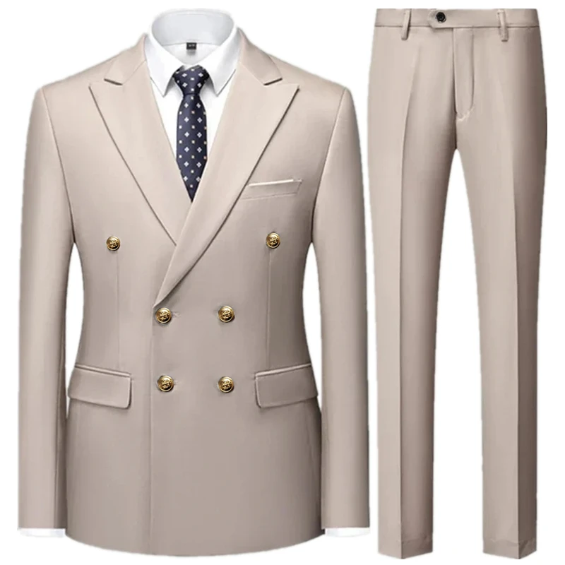 

Fashion New Men Casual Boutique Business Solid Color Slim Wedding Presiding 2 Pcs Suit Blazers Jacket Dress Coat Pants Trousers