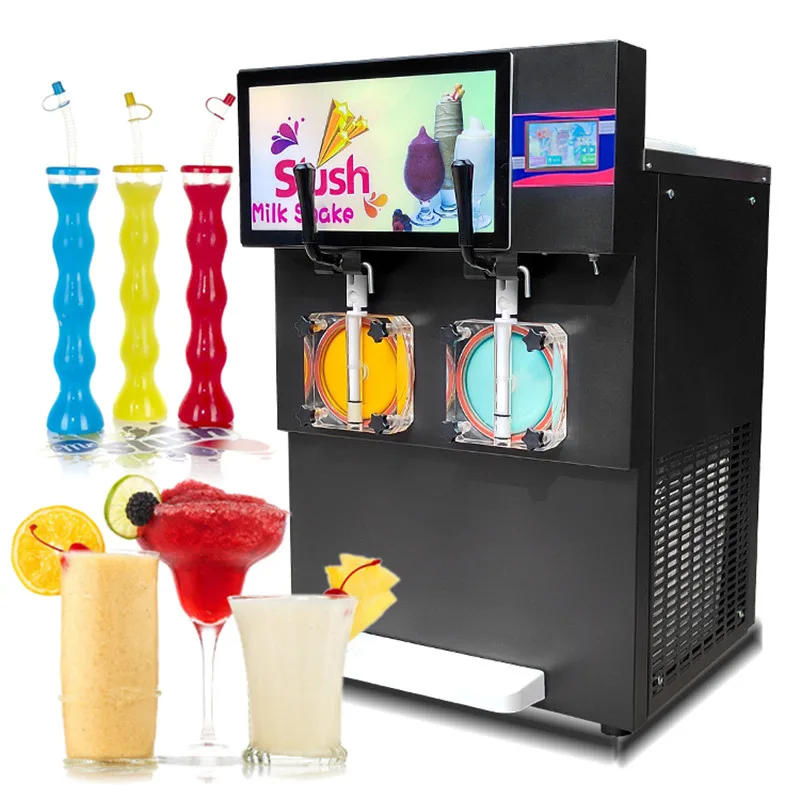 Máquina de granizado Mlik, 2 tanques de cócteles congelados, Margarita, Granita, Mlik, agitar, Enfriador de granizado, leche, té, café helado