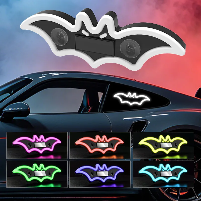 Solar Powered Bat Ambient Light, Wireless Demon Eye LED Warning Light Car Triangle Window Decor Lamp