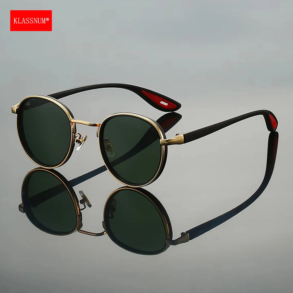KLASSNUM Round Vintage Sunglasses Men Women 2026 New Punk Fashion Shades Trendy Luxury Brand Casual Anti UV Lens Sun Glasses