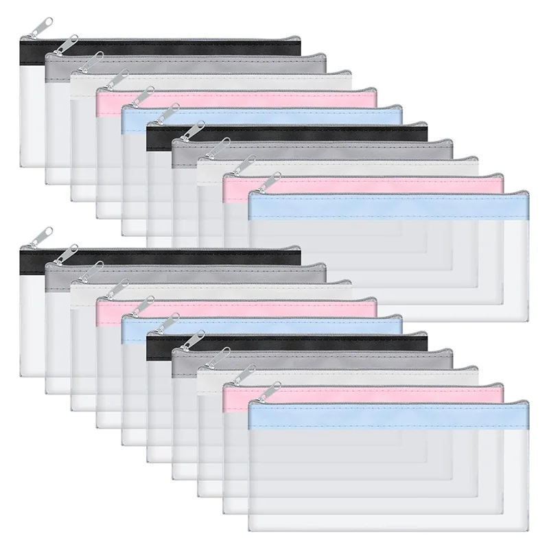 

AK51-20Pack Мешки для денег на молнии для наличных Прозрачные конверты для денег Маленькие мешочки для денег Банковские депозитные сумки Сумка для монет для коллекционера