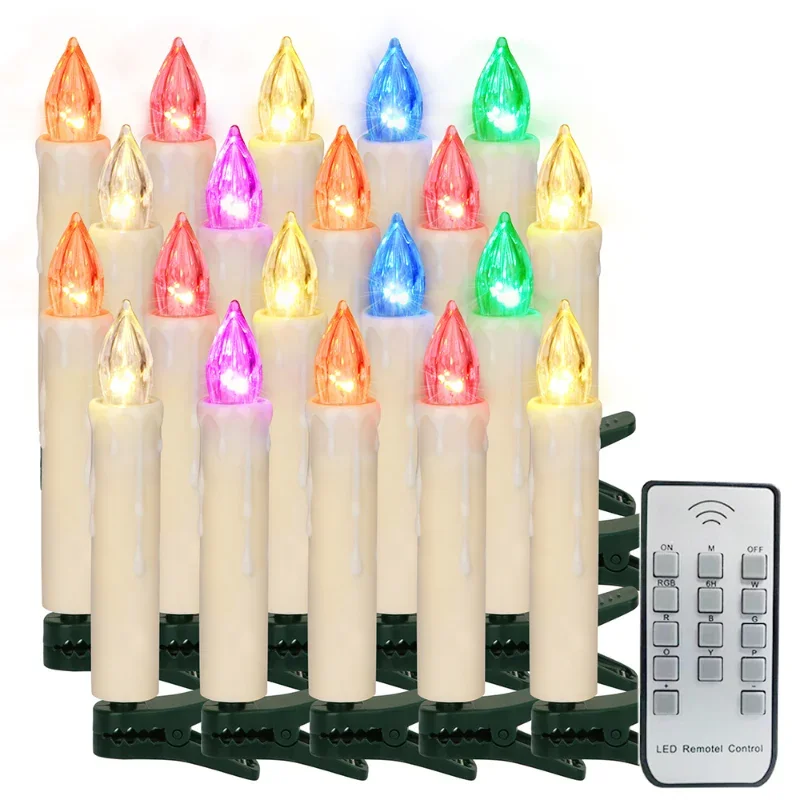 

LED Candle Timer Remote Warm White And Color Flickering Flame Wedding Home Decoration Christmas Tree Candle New Year Party