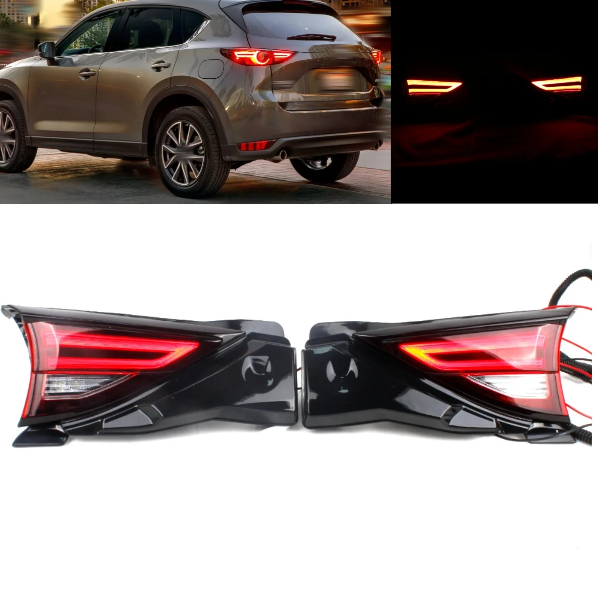 

Pair Left+Right Inner Side Tail Rear Lamp Light With Bulbs For Mazda CX-5 2017 2018 2019 2020 2021 car assecories