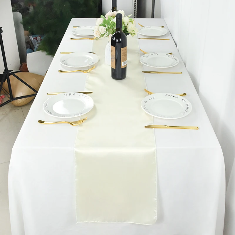 

White Table Runner Chair Cover Universal Stretch Polyester Spandex Stretch Elastic Wedding Decor for Reception Cloth Tablecloth