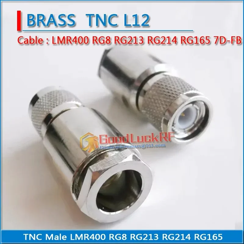 L12 TNC ذكر تجعيد ل LMR400 RG8 RG213 RG214 RG165 7D-FB كابل مستقيم التوصيل 50ohm النحاس النحاس محول محوري #2