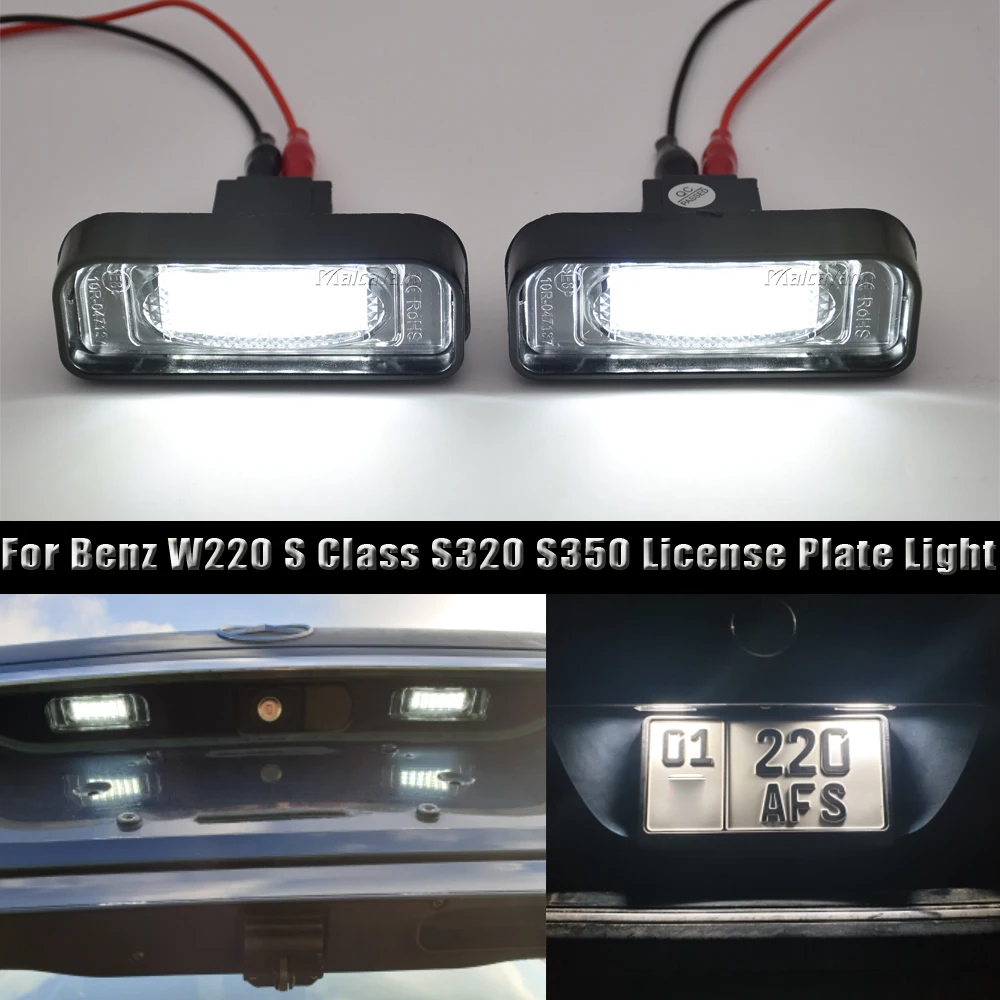 2pcs For Mercedes Benz 1999-2005 S-Class W220 S320 S350 S500 S55 S600 S65  LED Number Car Accessories License Plate Light Lamp