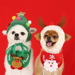 Bandana con sombrero de Papá Noel para perro, pañuelo triangular, traje de Navidad para perros pequeños, medianos y grandes, novedad de 2024