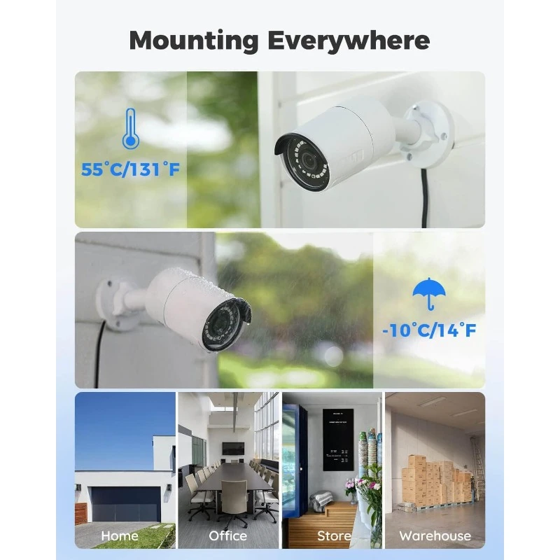 8CH 5MP Security Camera System, 4pcs Wired 5MP PoE Cameras for Home Security Outdoors, Smart Person/Pet/Vehicle Detection