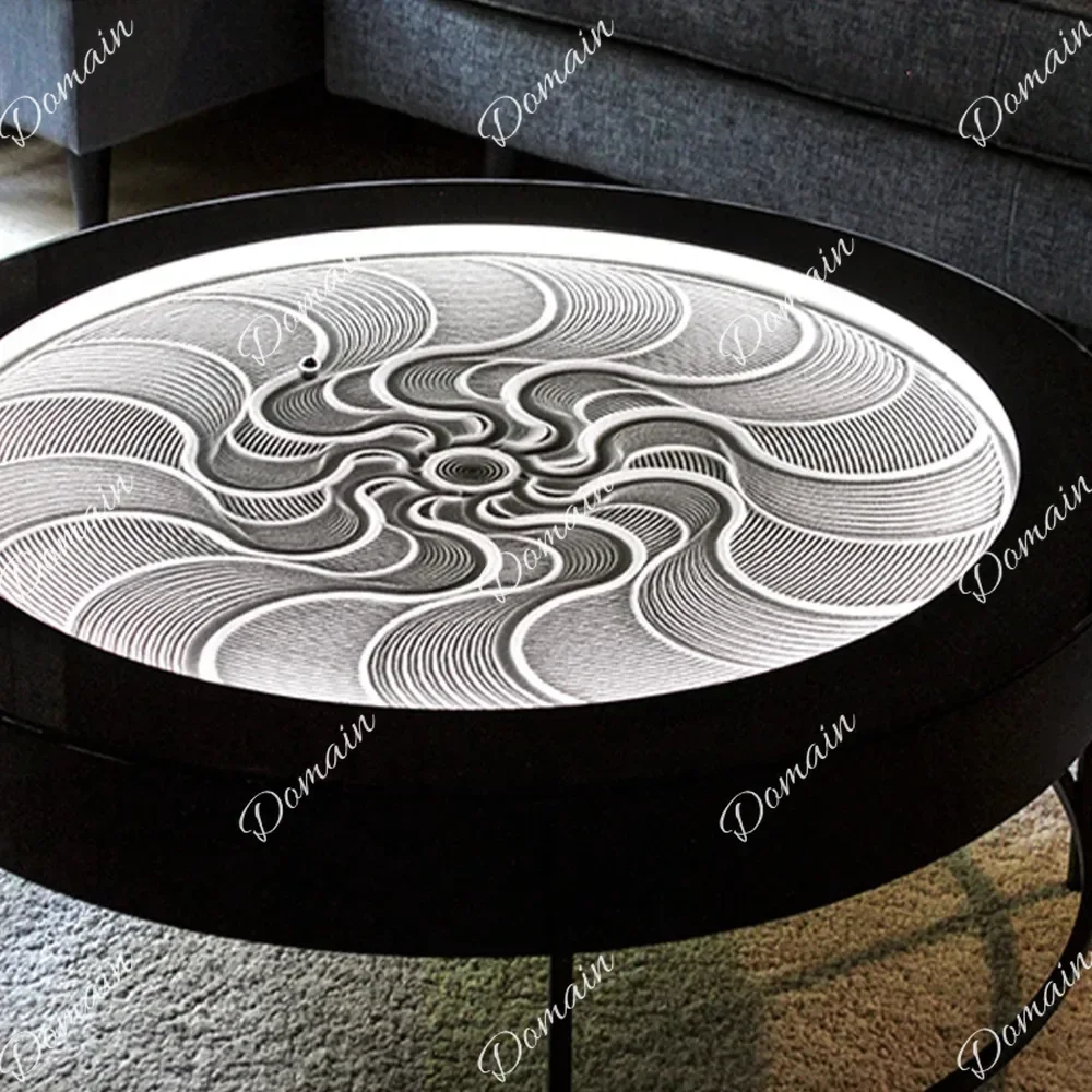 EO s Automatic Sand Art Coffee Table, Magnetic Ball Quicksand Dynamic Art, Kinetic Meditation Sand Sculpture Round Table