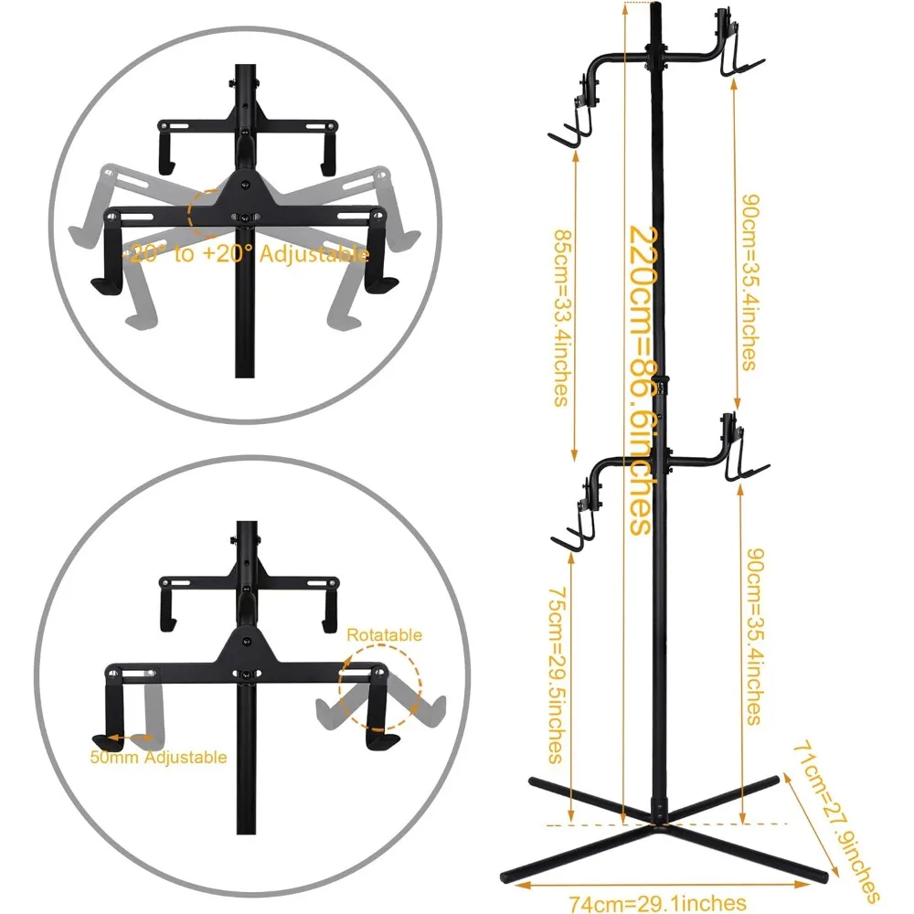 CyclingDeal 4 Bike Vertical Freestanding Hanger Parking Rack - Fully Adjustable Gravity Storage Floor Stand