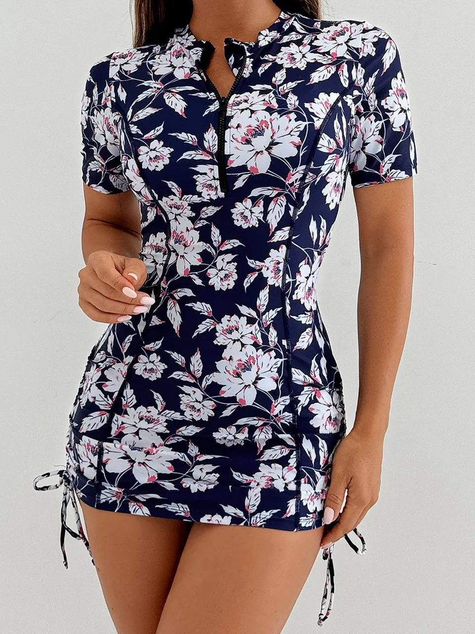 قطعتين الرباط ملابس السباحة 2026 المرأة قصيرة الأكمام ملابس سباحة مطبوعة الإناث ضئيلة الاستحمام السباحة السباحة الشاطئ البدلة #6