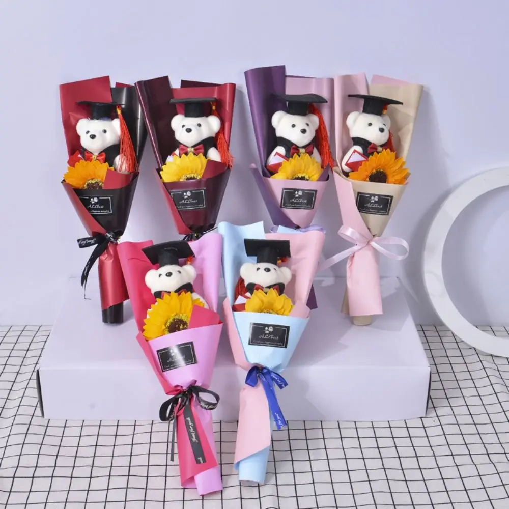 Creative Bouquet Decoration Graduation Bear Bouquet Bear Cartoon Bear Bouquet Lovely Elegant Doctoral Bear Valentine'S Day