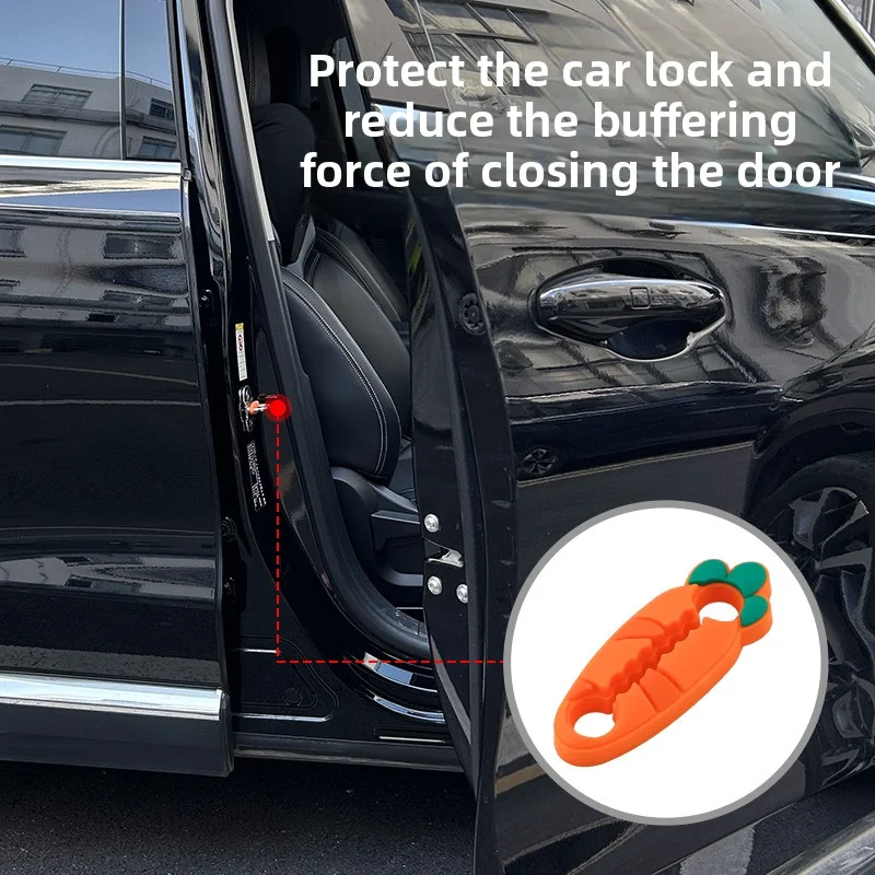 

Cute Silicone Car Door Lock Buckle Protection Cover Elastic Anti-Collision Carrot Car Shock Absorbing Pad Mute Buffering Cushion