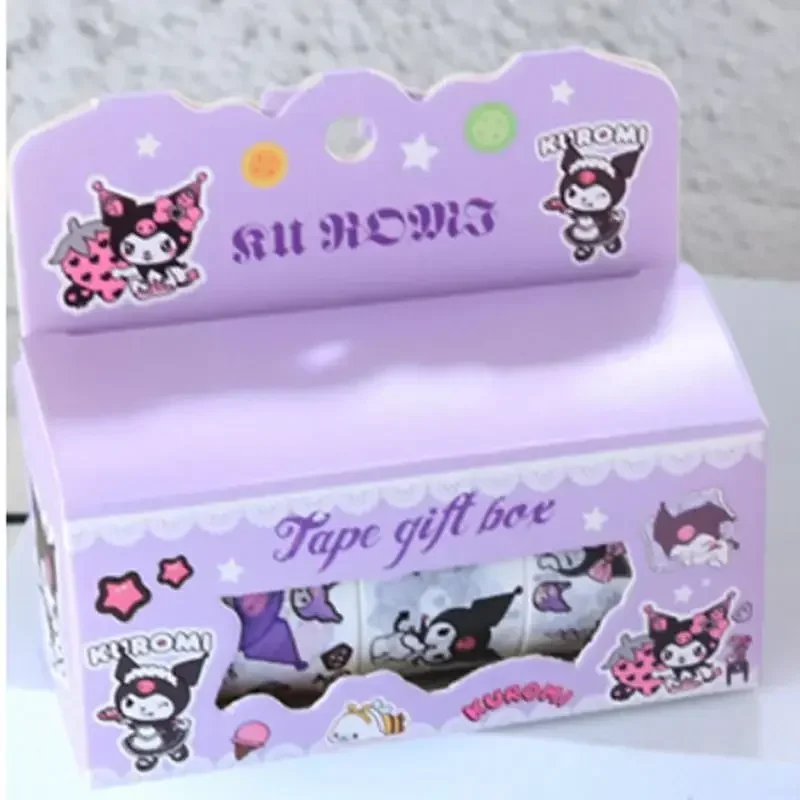 New Cartoon Sanrio DIY Washi Tape Cute Kuromi My Melody Pompompurin Cinnamoroll Sticker Set (3 Rolls In 1 Box)