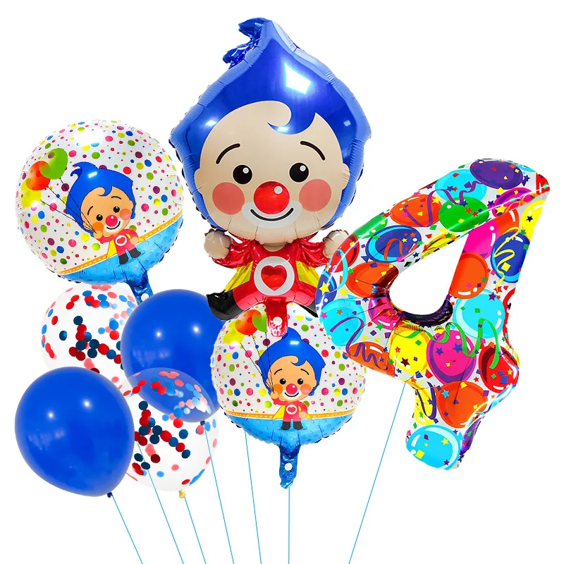 New circus themed cartoon clown aluminum film balloon set for children\'s birthday party decorations