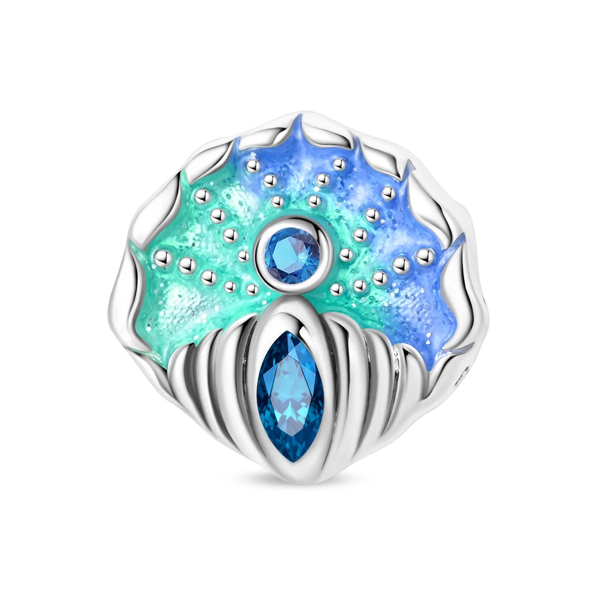 925 Sterling Silver Luminous Gradient Enamel Seashell Charm Glow in The Dark Design Fit Bracelets Jewelry Gift for Women Girls