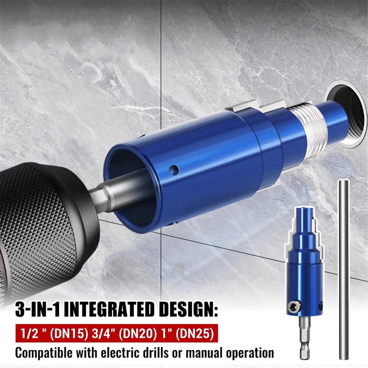 A83Z Electric Drill Manual Broken Pipe Valve Extractor Tool Removes Rusted Damaged Faucet Bolts Angle Valves 1/2,3/4,1inch