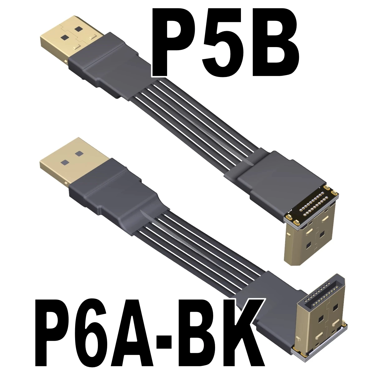 Kabel przedłużający DP 2.1 męski-męski DisplayPort DP2.1 DR/DSC z złączem kątowym, płaski, ultracienki, miękki adapter do karty graficznej GPU. — zdjęcie produktu 5
