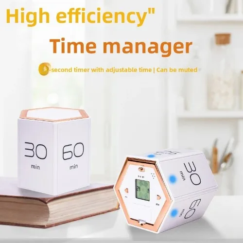 CT06 Hexagon Flip High Efficiency Time Manager Timer Multi-faceted Digital Selection Top Magnetic Suction